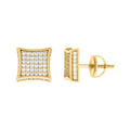 925 Sterling Silver Yellow-Tone Unisex Cubic Zirconia Square Stud Earrings
