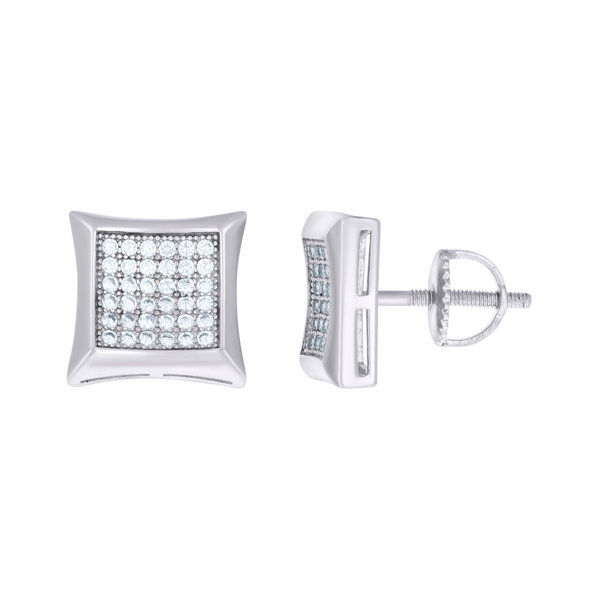 925 Sterling Silver Unisex Cubic Zirconia Kite Stud Earrings