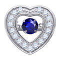 925 Sterling Silver Womens Blue Cubic-Zirconia Heart Slide Charm Pendant