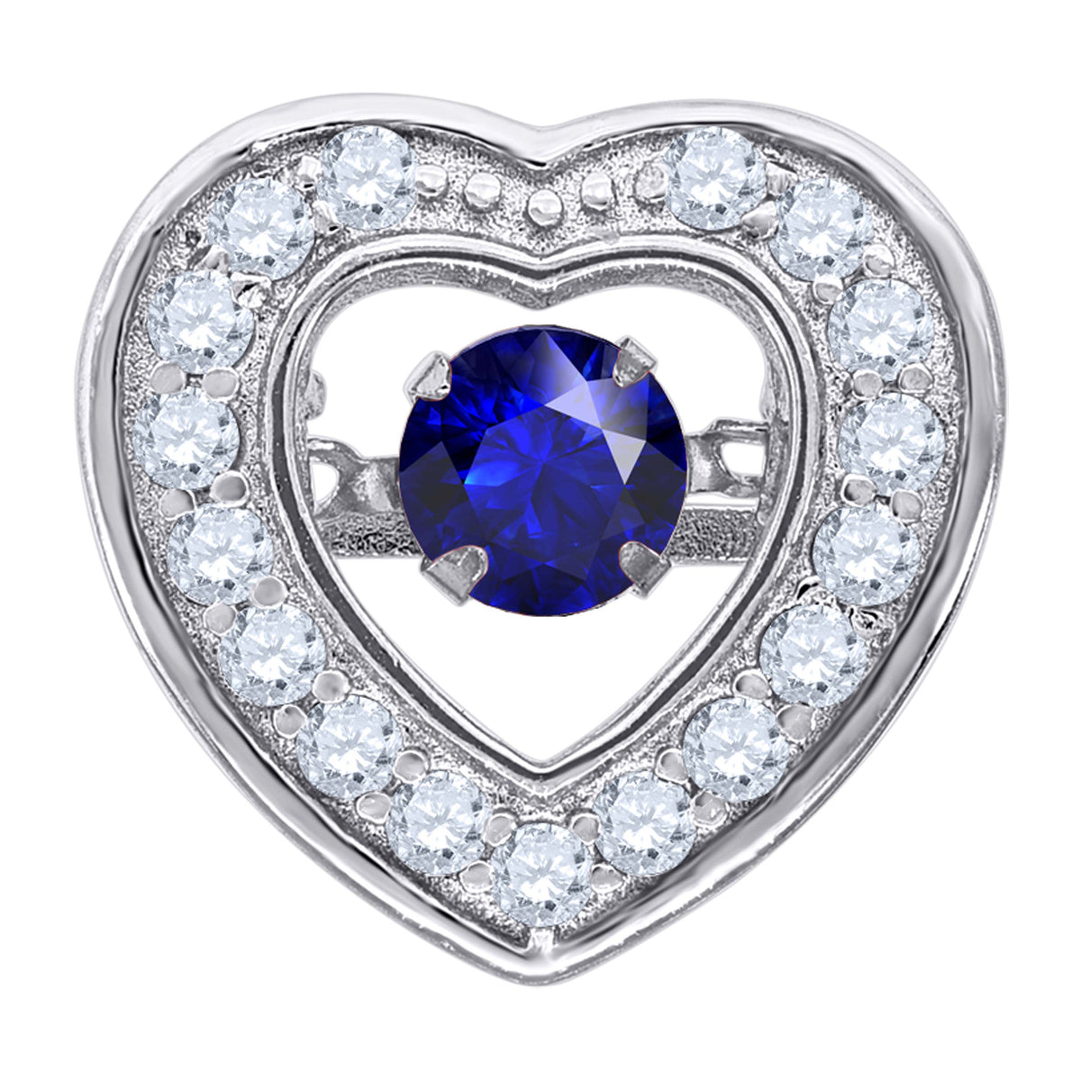925 Sterling Silver Womens Blue Cubic-Zirconia Heart Slide Charm Pendant