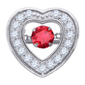 925 Sterling Silver Womens Red Cubic-Zirconia Heart Slide Charm Pendant