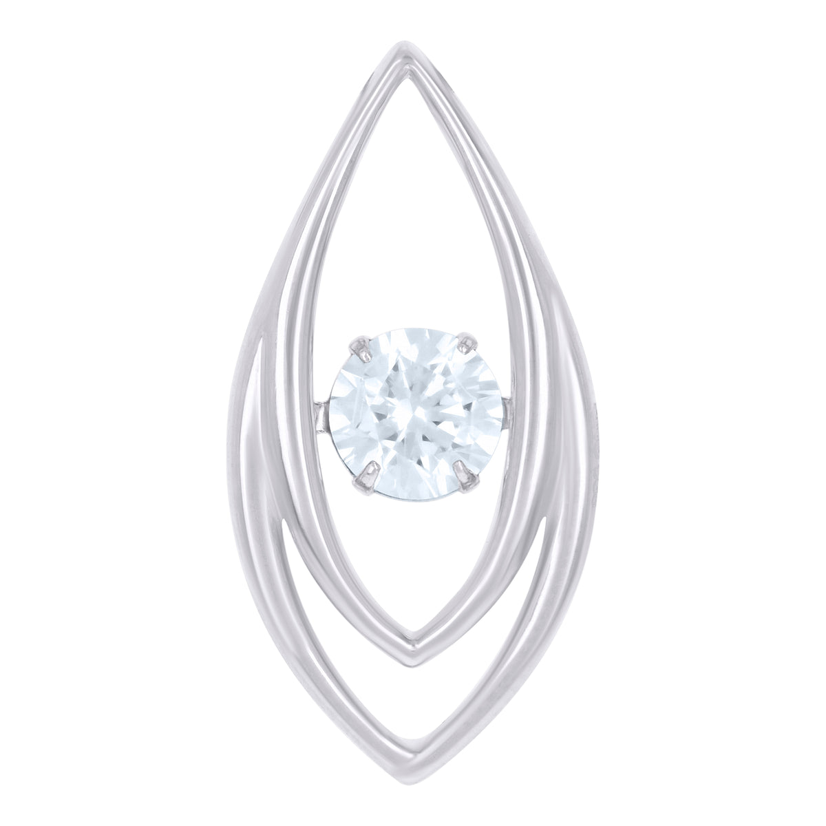 925 Sterling Silver Womens Aqua Cubic Zirconia Fashion Teardrop Slide Charm Pendant