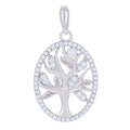 925 Sterling Silver Womens Cubic Zirconia Tree Of Life Charm Pendant