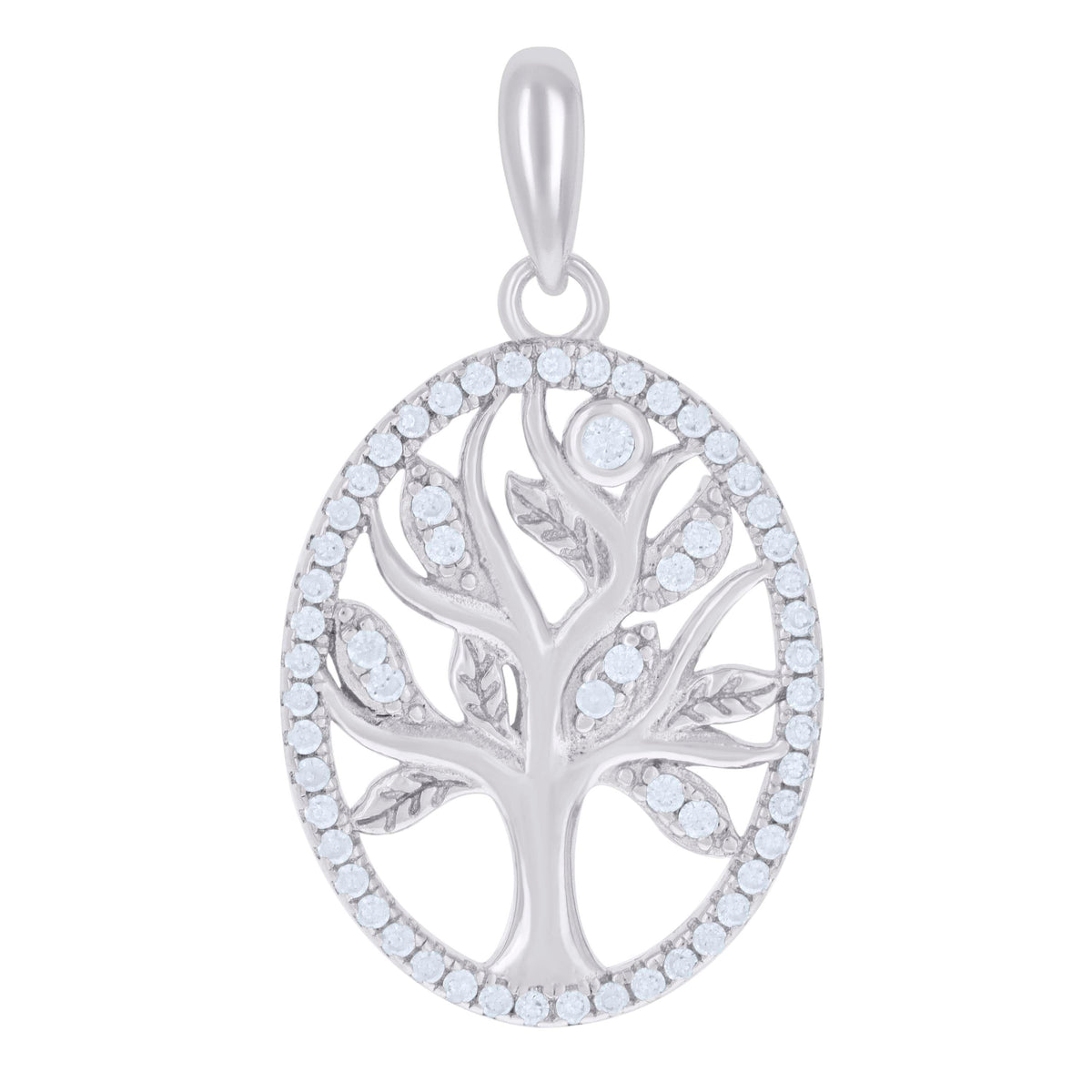 925 Sterling Silver Womens Cubic Zirconia Tree Of Life Charm Pendant