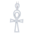 925 Sterling Silver Unisex CZ Ankh Cross Religious Charm Pendant