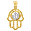 10K Two-Tone Gold Mens Women Textured Religious Charm Pendant