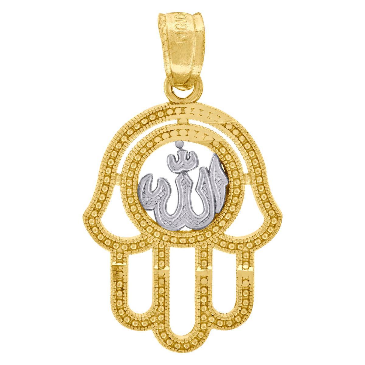 10K Two-Tone Gold Mens Women Textured Religious Charm Pendant
