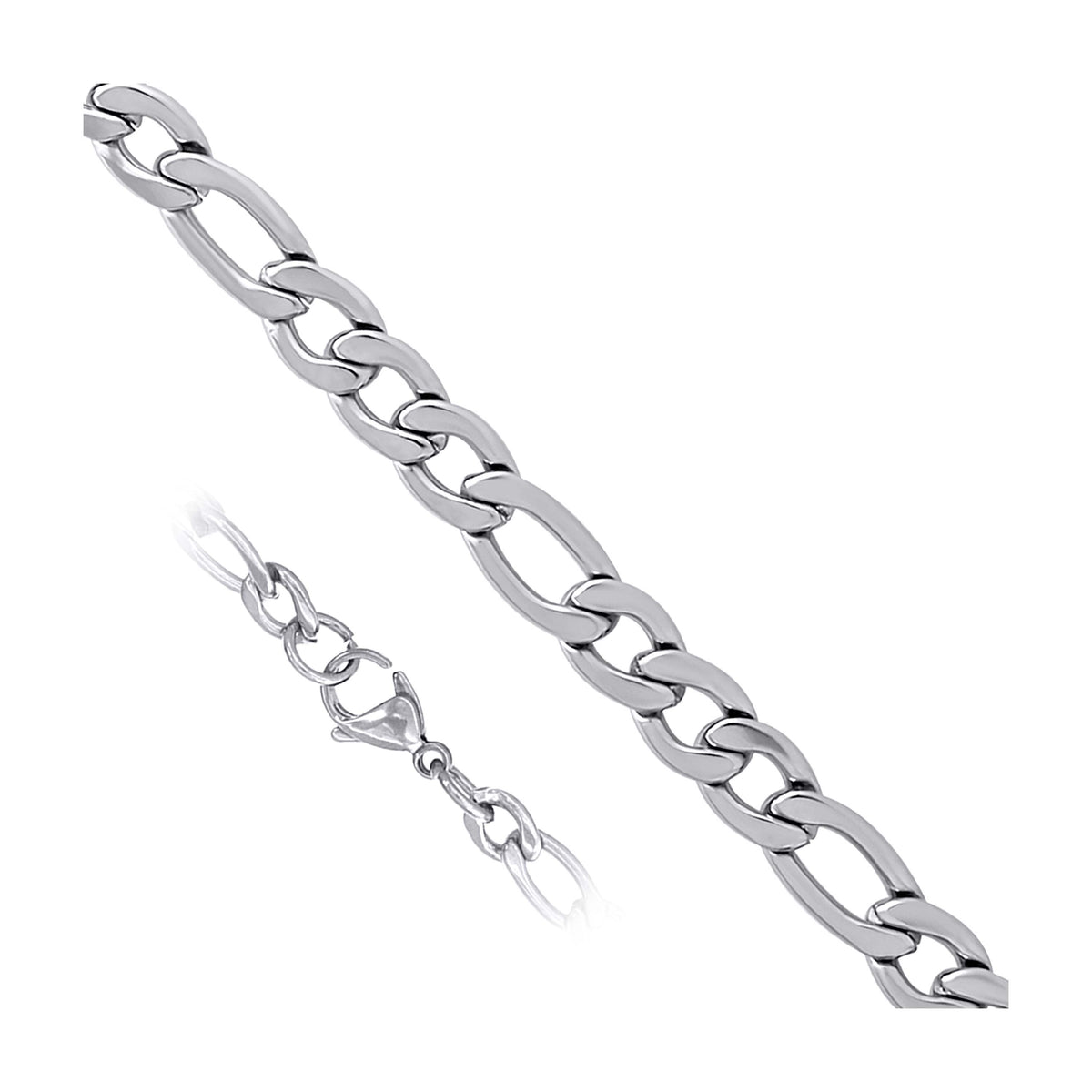 Stainless Steel Unisex 3mm 9 Inches Figaro Fashion Link Bracelet
