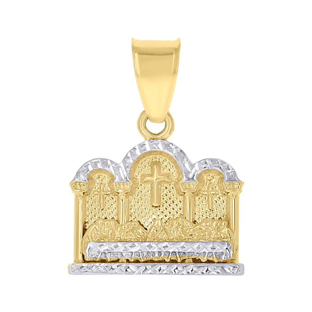 10K Gold Two-Tone Diamond-Cut Mens Last Supper Religious Charm Pendant