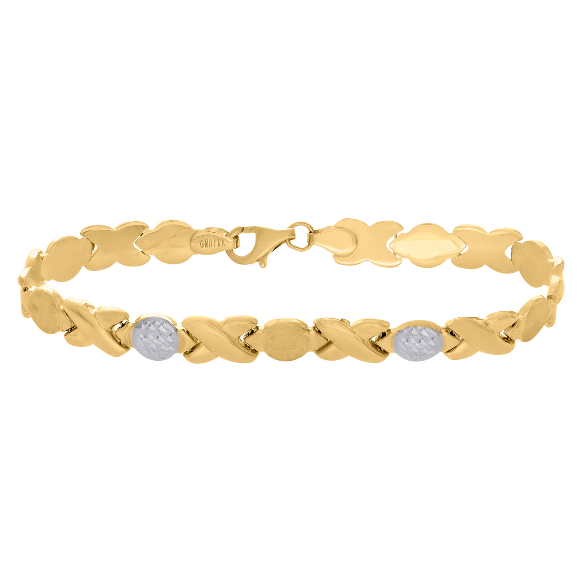 10K Two-tone Gold Womens 7" Stampato Bracelet