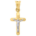 10K Gold Two-Tone Unisex Cross Crucifix Religious Charm Pendant