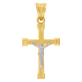 10K Gold Two-Tone Unisex Diamond-Cut Crucifix Cross Religious Charm Pendant