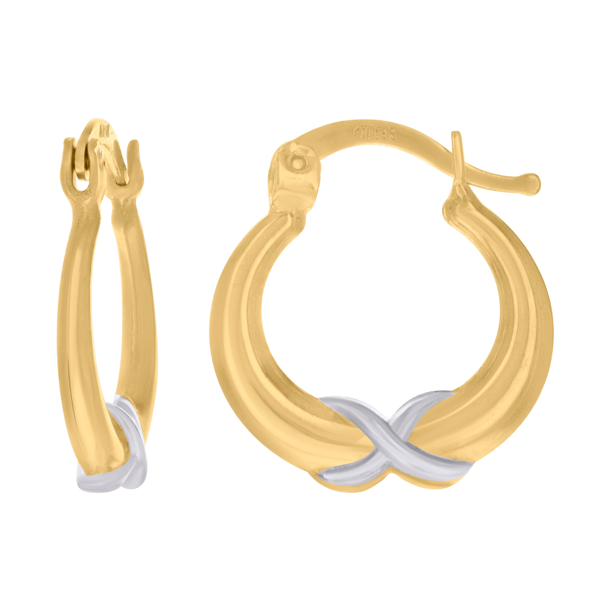 10K Two-Tone Gold Womens Infinity Hoop Earrings