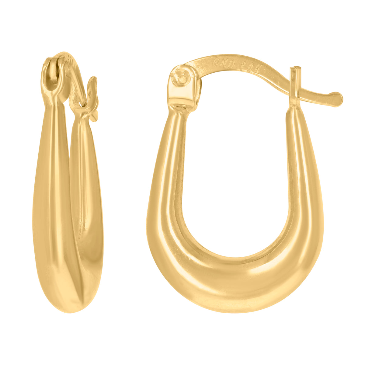 10K Yellow Gold Womens Shrimp Hinged Hoops Huggies