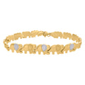 10K Two-tone Gold Womens Elephant Good Luck Link 8" Bracelet