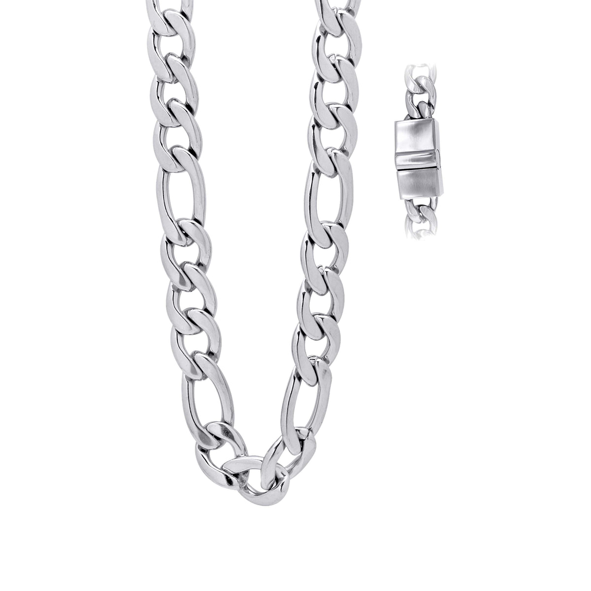 Stainless Steel Unisex 4mm 9, 16-40 Inches Figaro Fashion Link Chain Necklace