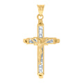 10K Yellow Gold Mens Women Princess Cut Cubic Zirconia Cubic-Zirconia Crucifix Cross Religious Charm Pendant