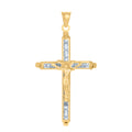 10K Yellow Gold Mens Women Princess Cut Cubic Zirconia Cubic-Zirconia Crucifix Cross Religious Charm Pendant