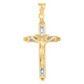 10K Yellow Gold Mens Cross Crucifix Religious Charm Pendant