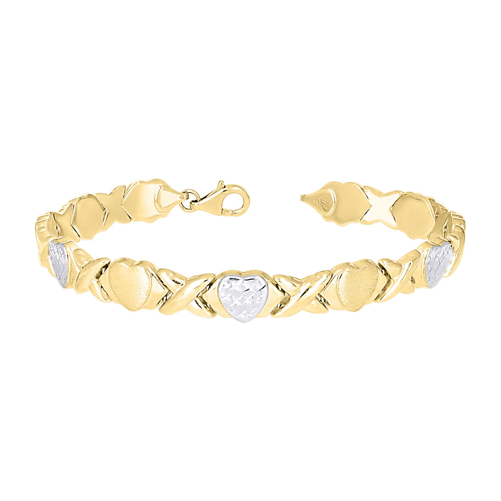 10K Two-tone Gold Womens Stampato Bracelet Size 8 Inches