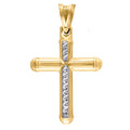 10K Gold Two-Tone Diamond-Cut Mens Cross Religious Charm Pendant