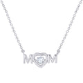 925 Sterling Silver Womens Cubic Zirconia Heart Mom Talking Charm Pendant