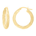 10K Yellow Gold Womens Twisted Tube 15mm Hinged Hoops Huggies