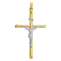 10K Gold Two-Tone Mens Cross Crucifix Religious Charm Pendant