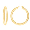 10K Yellow Gold Womens Ultra Light Round Tube Polished Finish 4mm X 30mm Hoop Earrings