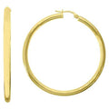 10K Yellow Gold Womens Ultra Light Round Tube Polished Finish 3mm X 40mm Hoop Earrings