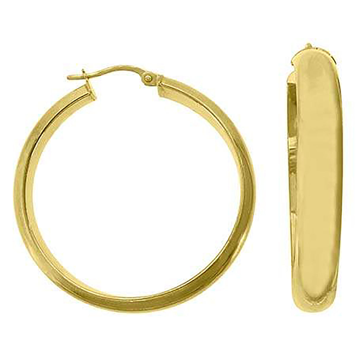 10K Yellow Gold Womens Polished Ultra Light Half Round 6mm X 30mm Hoop Earrings