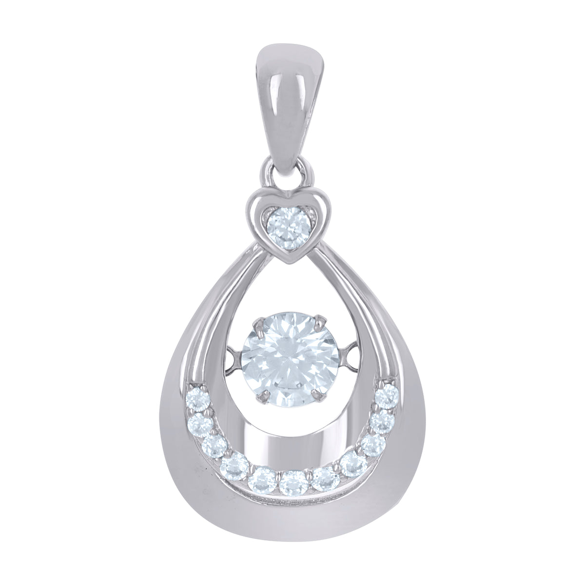 925 Sterling Silver Womens Cubic-Zirconia Tear Drop Charm Pendant