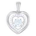 925 Sterling Silver Womens Cubic-Zirconia Heart Charm Pendant