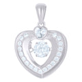 925 Sterling Silver Womens Sparkling Cz Heart Charm Pendant