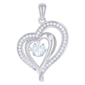 925 Sterling Silver Womens Sparkling Cz Heart Charm Pendant
