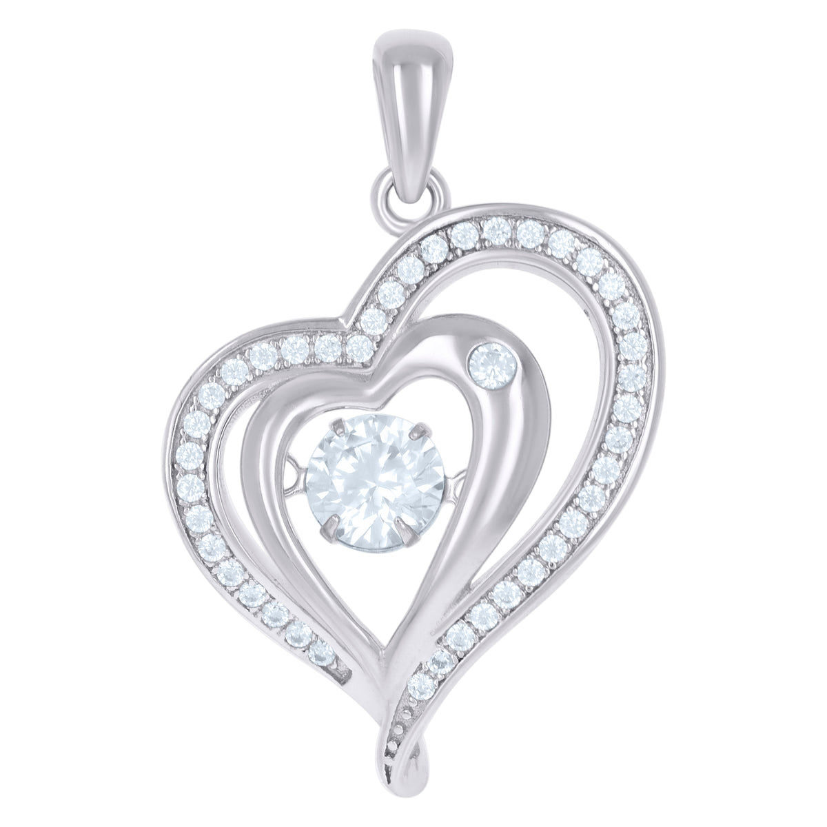 925 Sterling Silver Womens Sparkling Cz Heart Charm Pendant