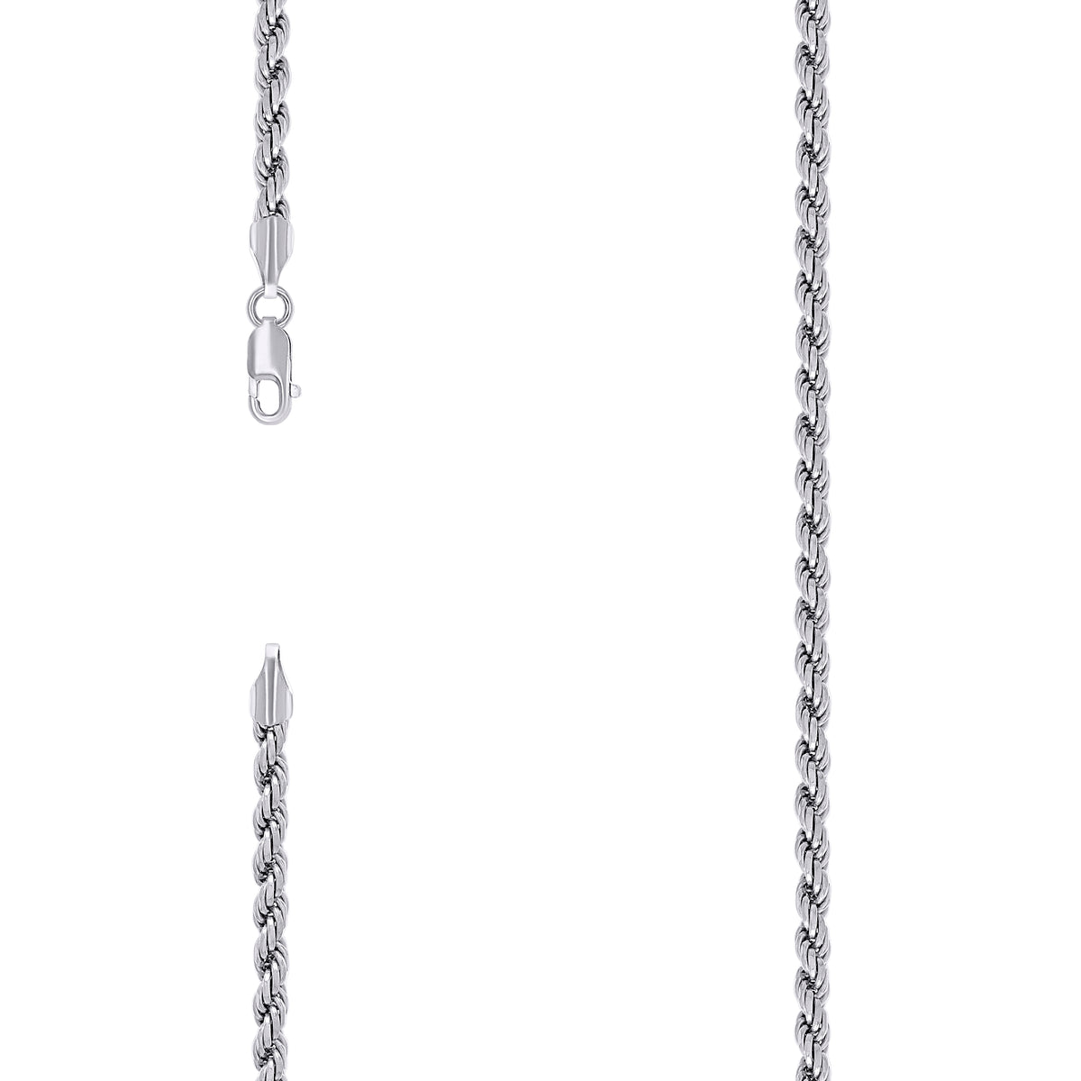 925 Silver Solid Rope Chain 4mm-9"