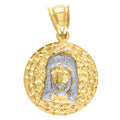 10K Gold Two-Tone Diamond-Cut Unisex Jesus Religious Charm Pendant