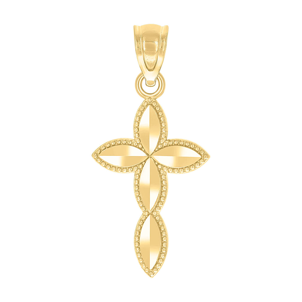 10K Yellow Gold Unisex Passion Cross Religious Charm Pendant
