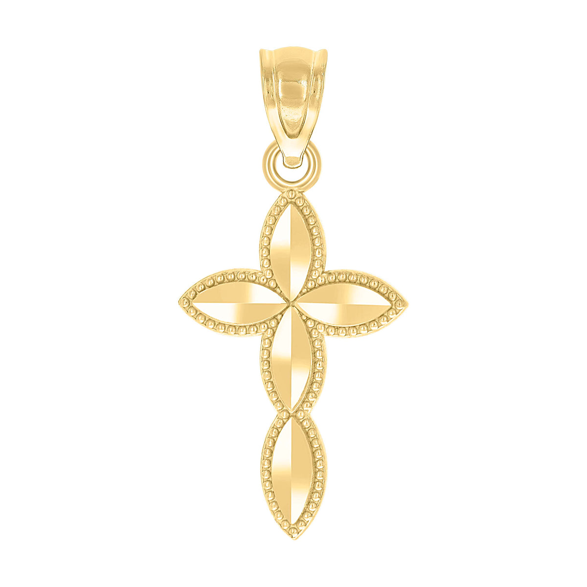 10K Yellow Gold Unisex Passion Cross Religious Charm Pendant