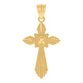 10K Yellow Gold Textured Womens Cross Religious Charm Pendant