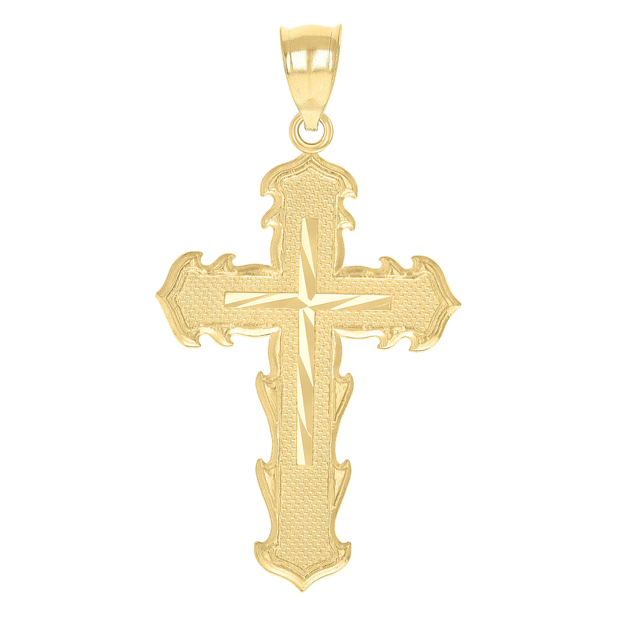 10K Yellow Gold Unisex Cross Religious Charm Pendant