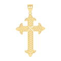 10K Yellow Gold Diamond-Cut Womens Cross Religious Charm Pendant
