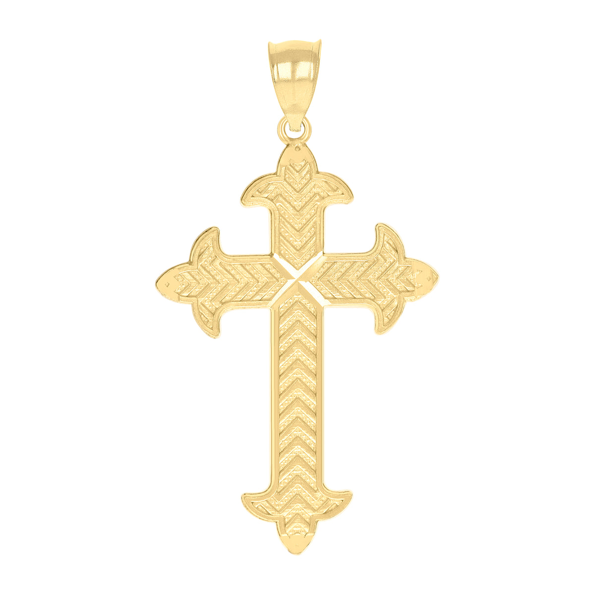 10K Yellow Gold Diamond-Cut Womens Cross Religious Charm Pendant