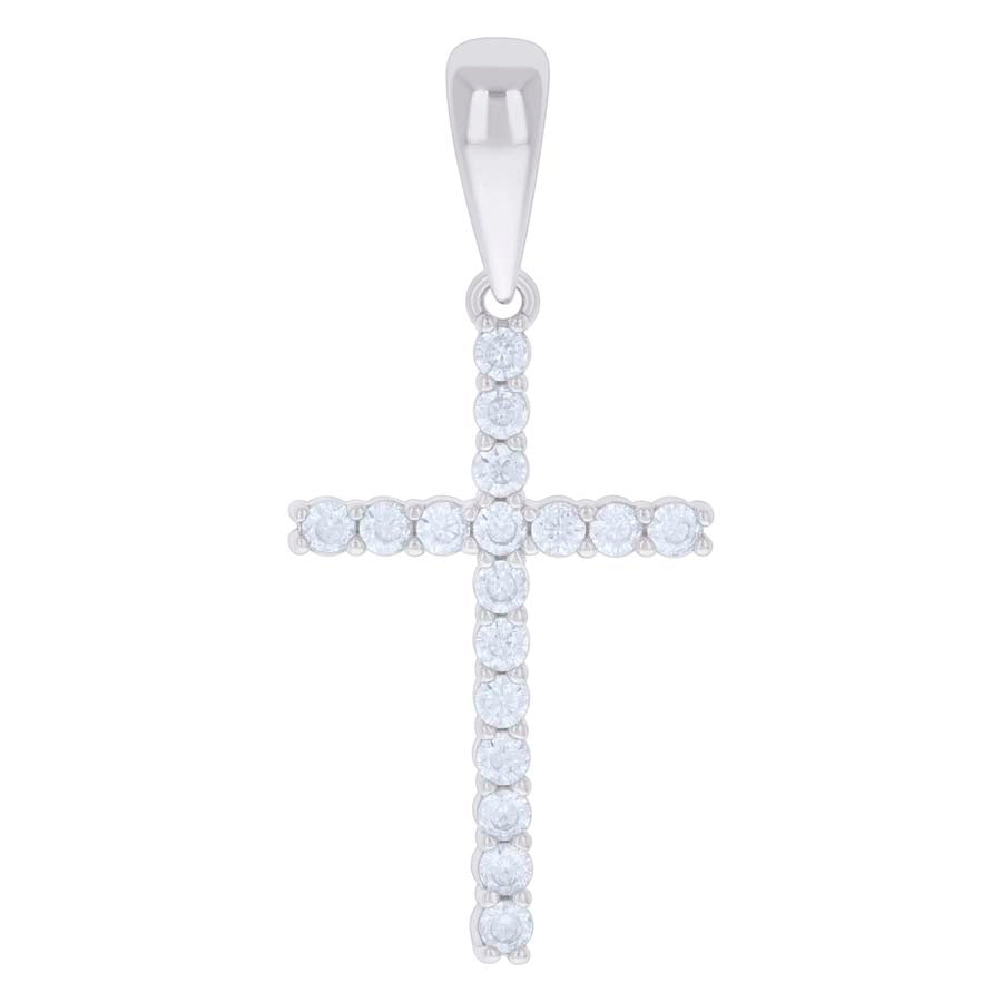 925 Sterling Silver Unisex Cz Cross Religious Charm Pendant
