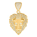 10K Yellow Gold Mens Cubic Zirconia Zodiac Sign Leo Lion Head Charm Pendant