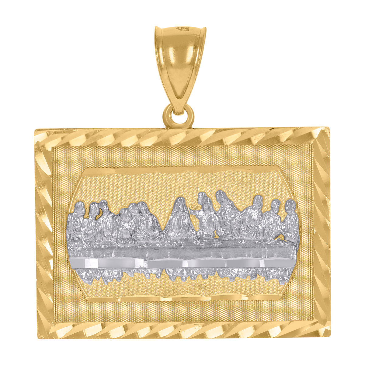 10K Two-Tone Gold Unisex Last Supper Religious Charm Pendant