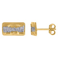 10K Two-Tone Gold Womens Textured Last Supper Religious Rectangle Stud Earrings