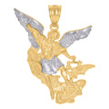 10K Two-Tone Gold Mens Saints St. Michael Religious Charm Pendant