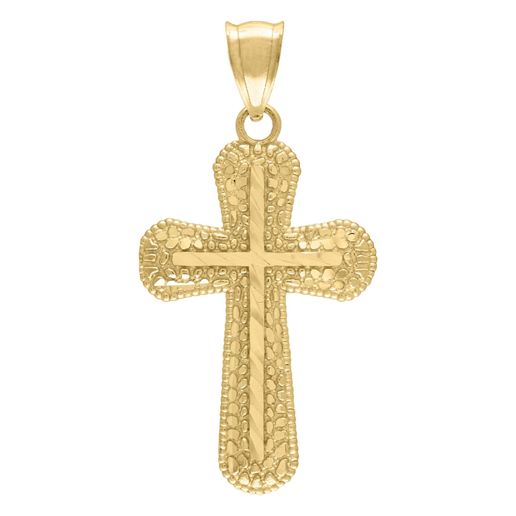10K Yellow Gold Mens Cross Religious Charm Pendant